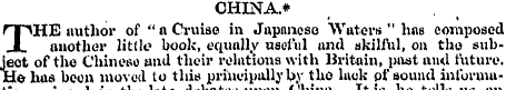 CHINA. * THE author of " a Cruise in Jap...