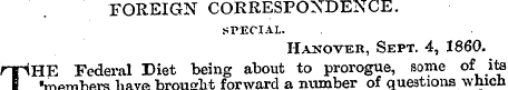 FOREIGN CORRESPONDENCE. SPECIAL. Hanover...