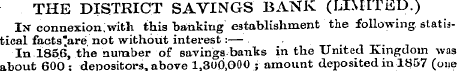 THE DISTRICT SAVINGS BANK (LIMITED.) In ...