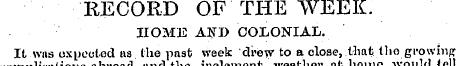 RECORD OF THE WEEK. HOME AND COLONIAL. I...