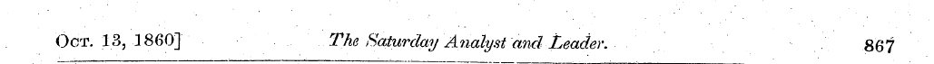 Oct. 13, 1860] The Saturday Analyst and ...