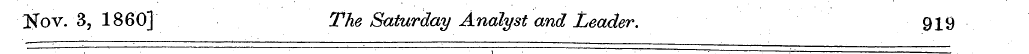 J$ov. 3, 1860] The Saturday Analyst and ...