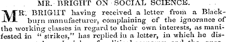 MR. BRIGHT ON SOCIAL SCIENCE. MR . ¦ ¦B ...