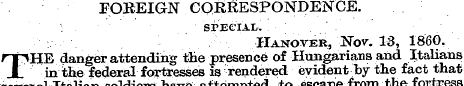 FOREIGN CORRESPONDENCE. SrECIAL. Hanover...
