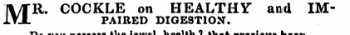 MR. COCKLE on HEALTHY and IMPAIBED DIGESTION. D the jewelhsalth? that boon