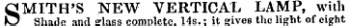 SMITH'S NEW VERTICAL LAMP, with Shade and glass complete14s.; it ?ives the light of eigM