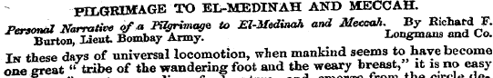 PELGR1MAGE TO EL-MEDINAH AND MECCAH. Per...