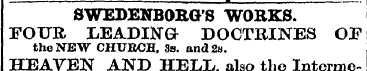 SWEDENBORG'S WORKS. FOUR IiEAJDflSTGr DO...
