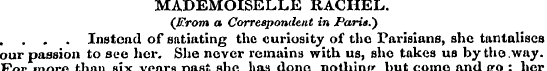 MADEMOISELLE RACHEL. (JT.rom a Correspon...