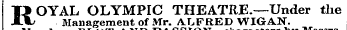 ROYAL OLYMPIC THEATRE.—Under the Management of Mr. ALFRED WIGAN. characters