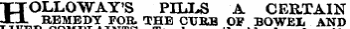 HOLLOWAY'S PHXS A. CERTAIN ____ REMEDY FOB. THE CURB OP BOWEIi AND