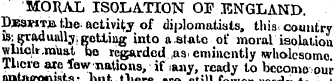 MORAL ISOLATION OF ENGLAND )