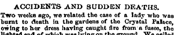 ACCIDENTS AND SUDDEN DEATHS. Two weeks a...