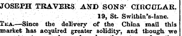 JOSEPH TRAVERS ANX> SONS' CIRCCLAB. 19, ...