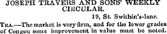 JOSEPH TRAVERS AND SONS' WEEKLY CIUCULAR...