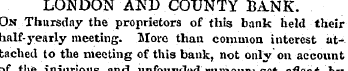 LONDON AND COUNTY BANK. On Thursday the ...