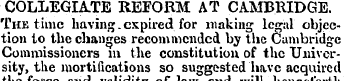 COLLEGIATE REFORM AT CAMBRIDGE. The time...