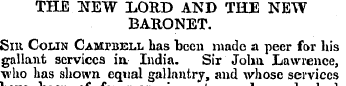 THE NEW LORD AND THE NEW BARONET. Sin Co...