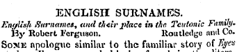 ENGLISH SURNAMES. English Surnames, ami ...