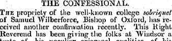 THE CONFESSIONAL. The propriet y of the ...