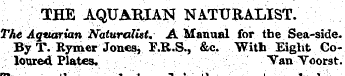 THE AQUARIAN NATURALIST. The Aquarian Na...