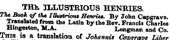 THE ILLUSTRIOUS HENRIES