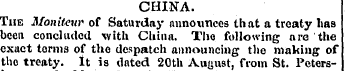 CHINA. The Monitcur of Saturday announce...
