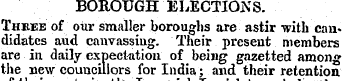 BOROUGH ELECTIONS. Three of our smaller ...
