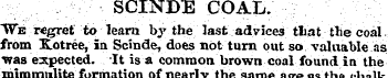 SCINDE COAL. "We regret to leara by the ...