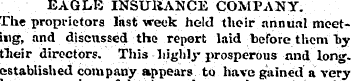 EAGLE INSURANCE COMPANY. The proprietors...