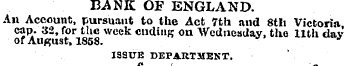 BANK OF ENGLAND. An Account, pursuant to...