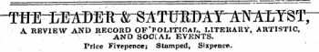 A REVIEW AND RECORD OP "POHTICAly, LITERARY. ARTISTIC, AND SOCIAL, EVENTS. Price Fivepenoe; Stumped, Sixpence.