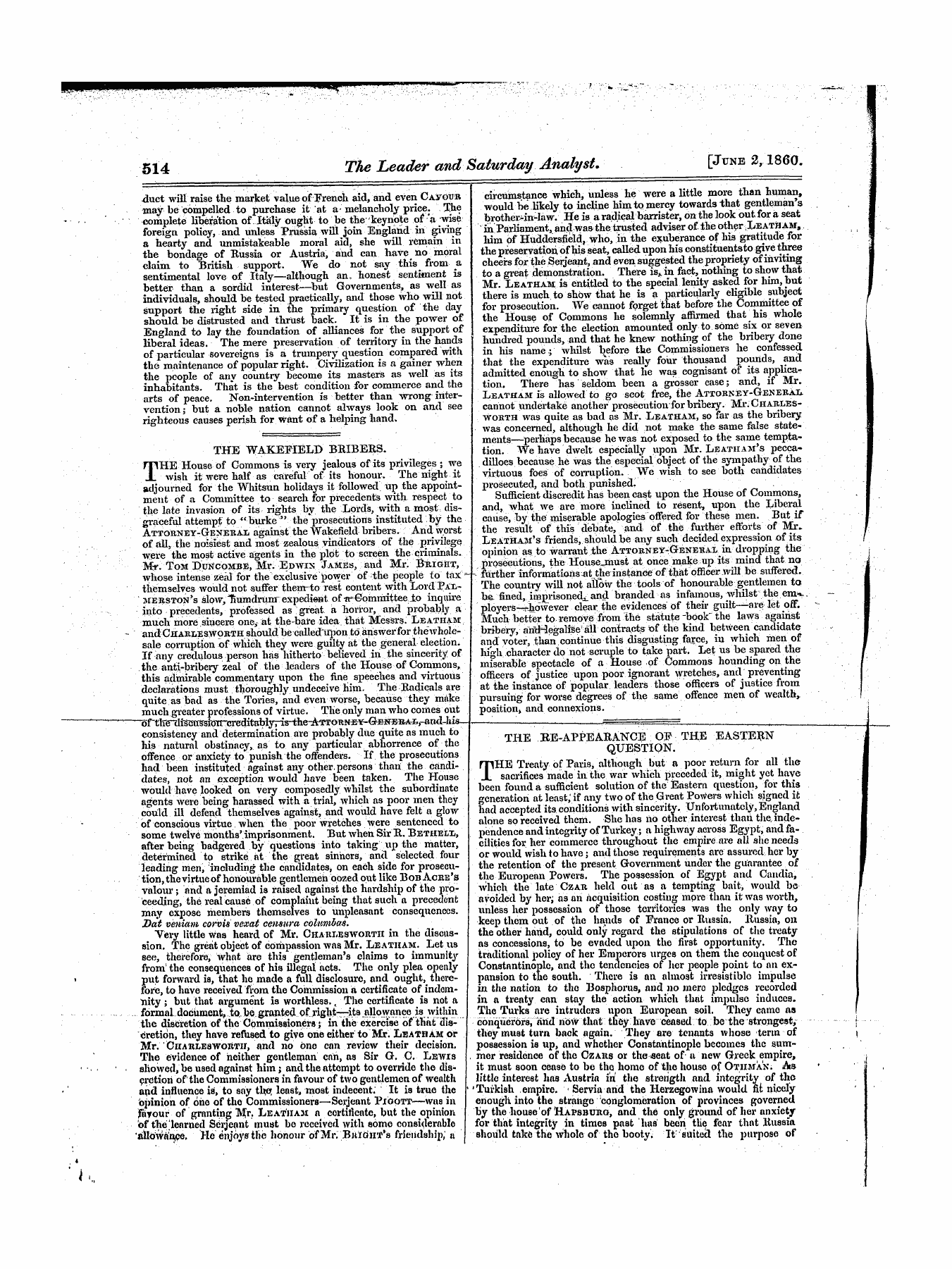Leader (1850-1860): jS F Y, 1st edition - Untitled Article