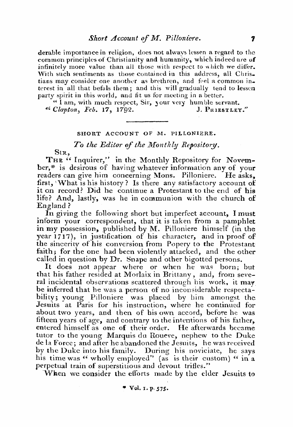 Monthly Repository (1806-1838) and Unitarian Chronicle (1832-1833): F Y, 1st edition - Untitled Article