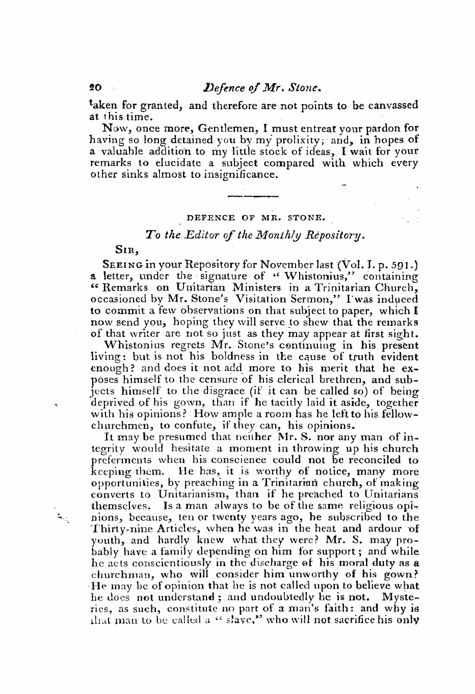 Monthly Repository (1806-1838) and Unitarian Chronicle (1832-1833): F Y, 1st edition - Untitled Article