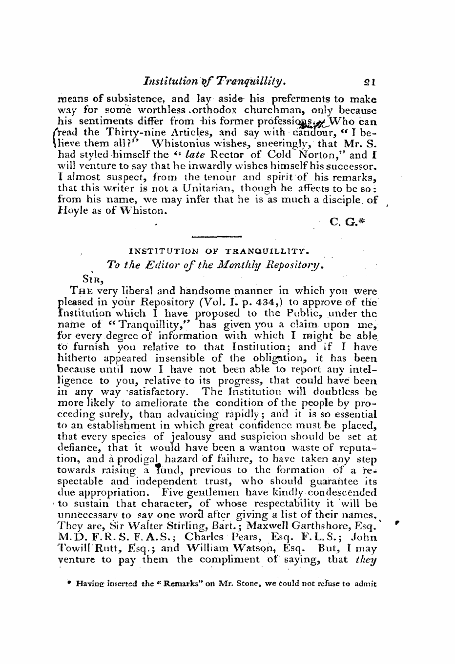 Monthly Repository (1806-1838) and Unitarian Chronicle (1832-1833): F Y, 1st edition - Untitled Article