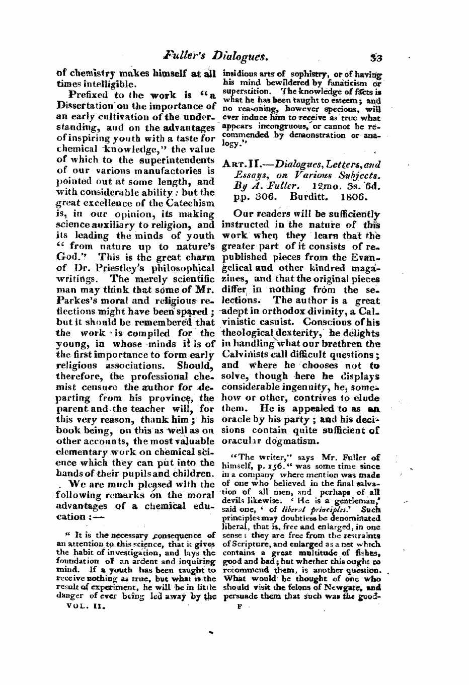 Monthly Repository (1806-1838) and Unitarian Chronicle (1832-1833): F Y, 1st edition - Untitled Article