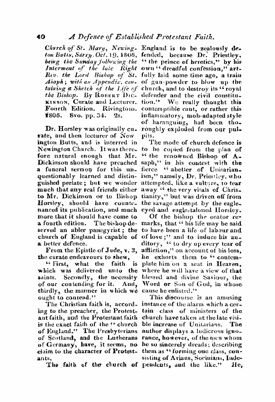 Monthly Repository (1806-1838) and Unitarian Chronicle (1832-1833): F Y, 1st edition: 40