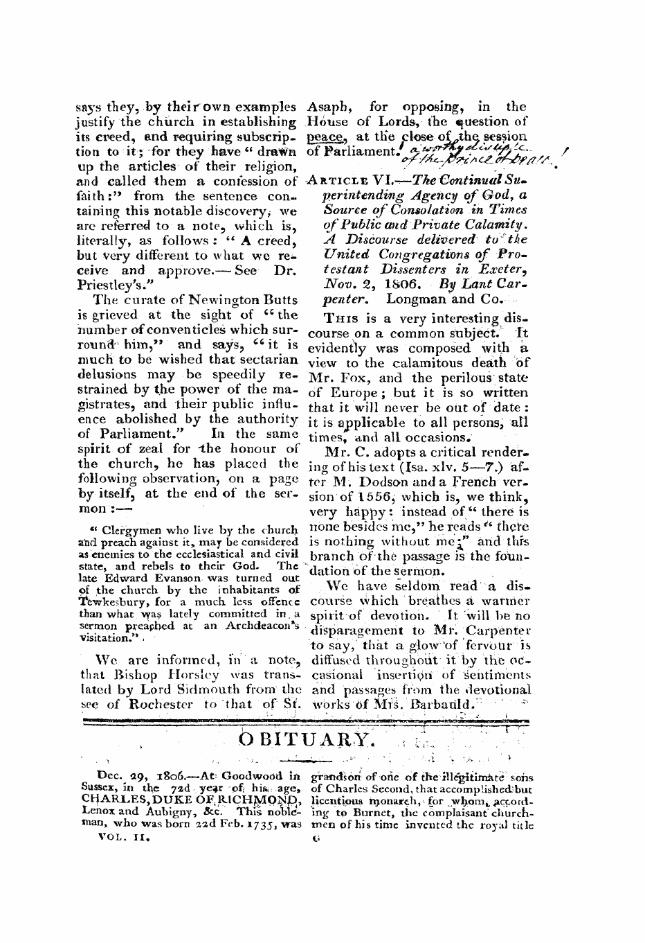 Monthly Repository (1806-1838) and Unitarian Chronicle (1832-1833): F Y, 1st edition - Untitled Article