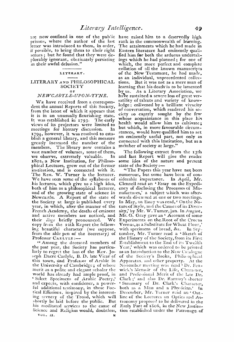 Monthly Repository (1806-1838) and Unitarian Chronicle (1832-1833): F Y, 1st edition: 49