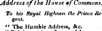 . Address of the House ef Commons To his...