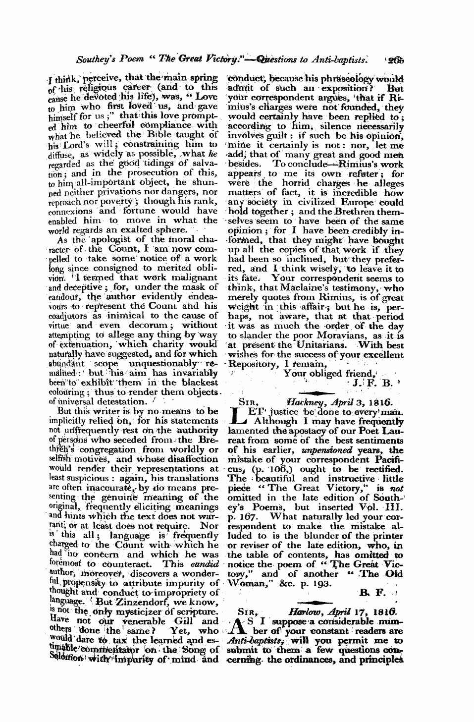 Monthly Repository (1806-1838) and Unitarian Chronicle (1832-1833): F Y, 1st edition - Untitled Article