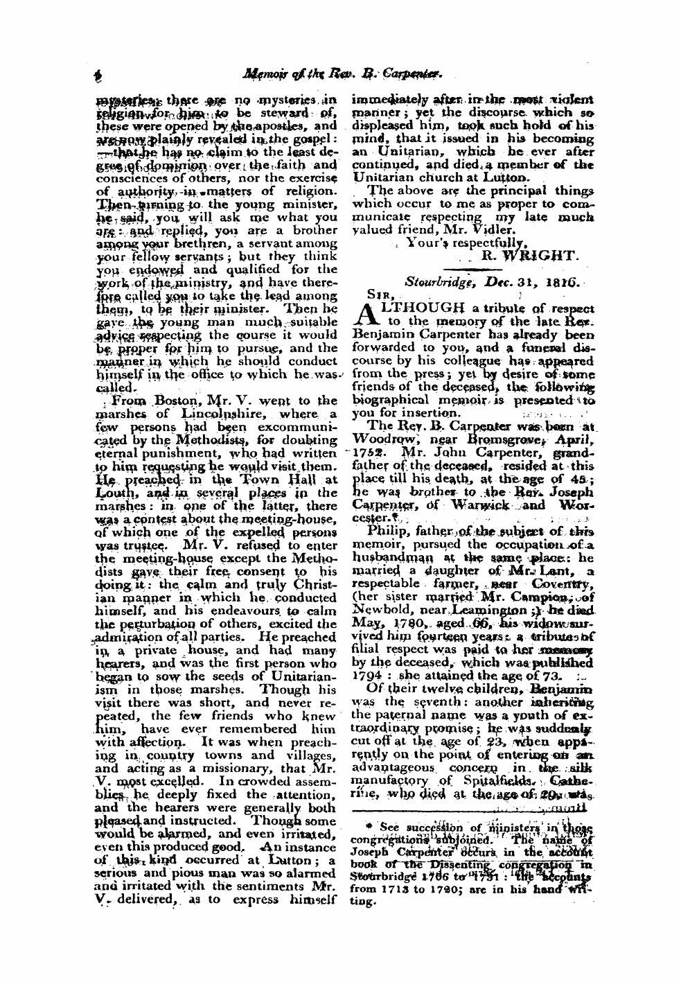 Monthly Repository (1806-1838) and Unitarian Chronicle (1832-1833): F Y, 1st edition - Untitled Article