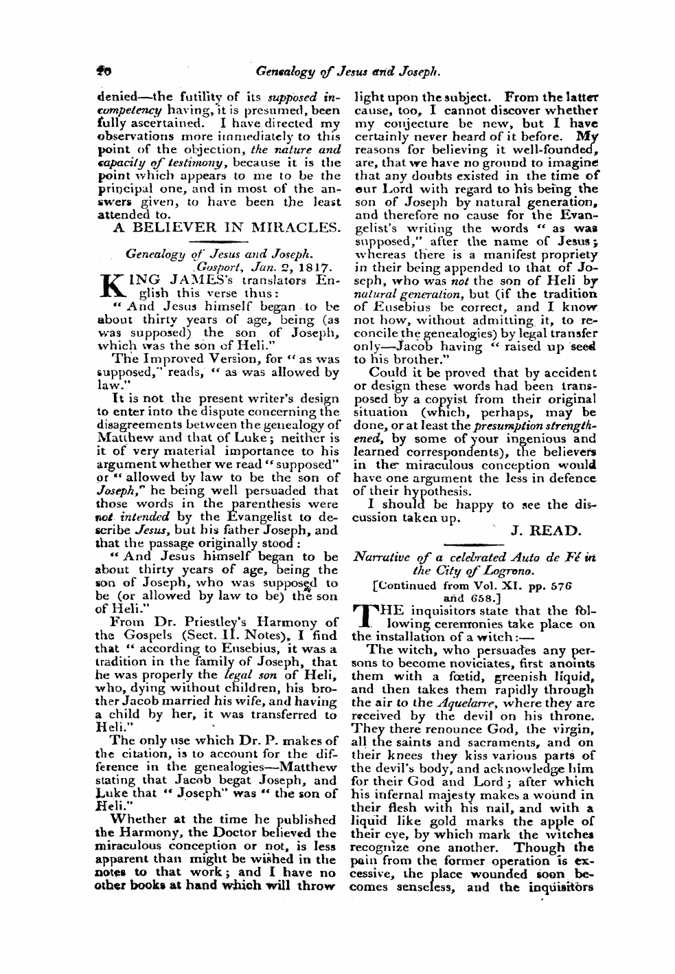 Monthly Repository (1806-1838) and Unitarian Chronicle (1832-1833): F Y, 1st edition - Untitled Article