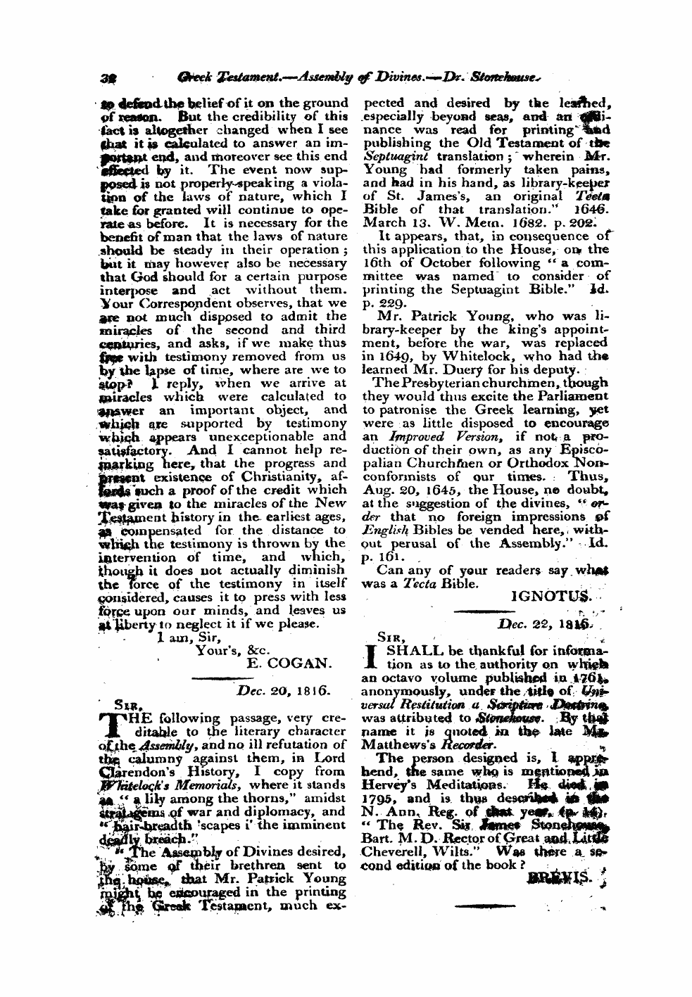 Monthly Repository (1806-1838) and Unitarian Chronicle (1832-1833): F Y, 1st edition - Untitled Article