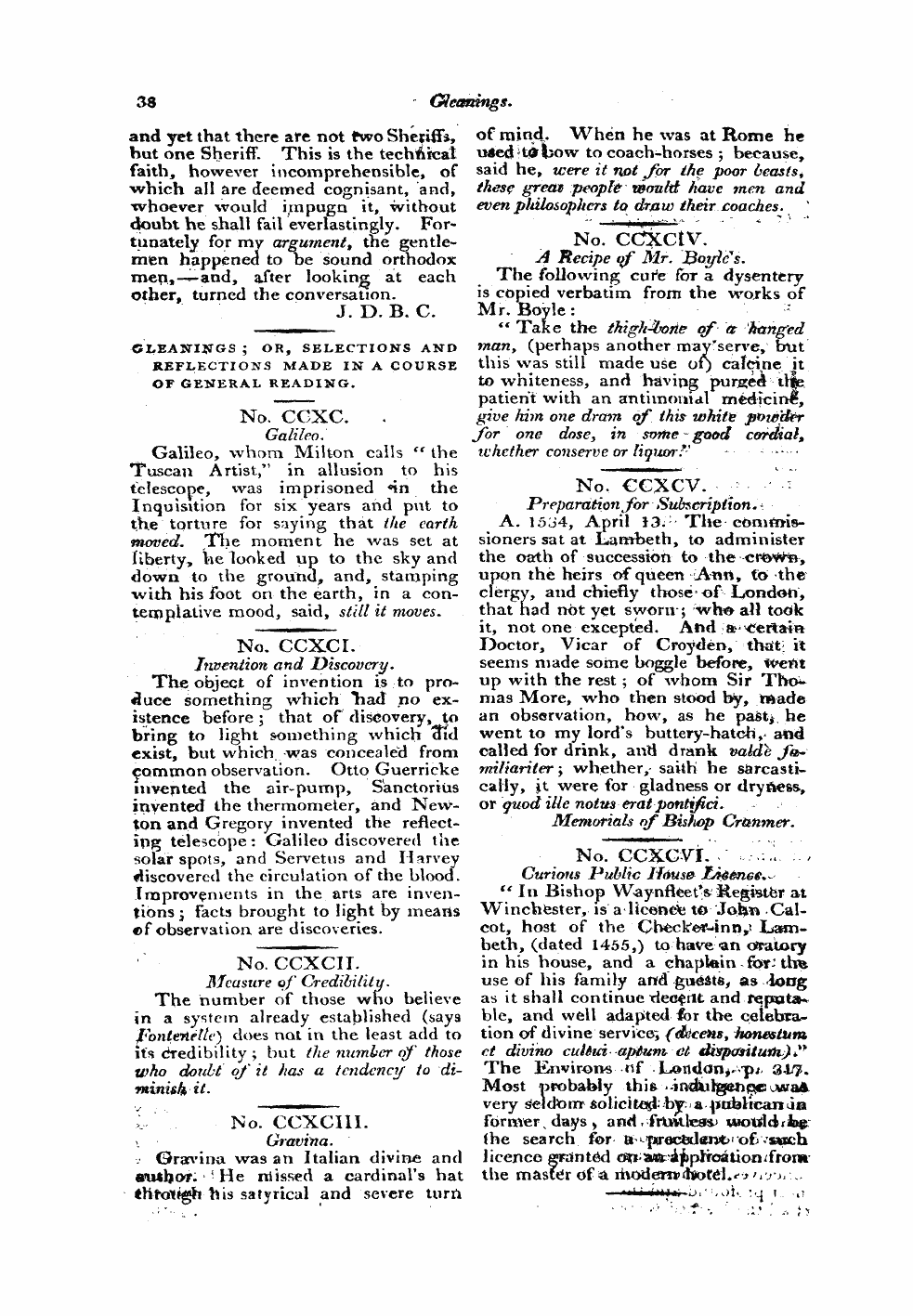 Monthly Repository (1806-1838) and Unitarian Chronicle (1832-1833): F Y, 1st edition - Gleanings ; Or, Selections And Reflections Made In A Course Of General Reading.