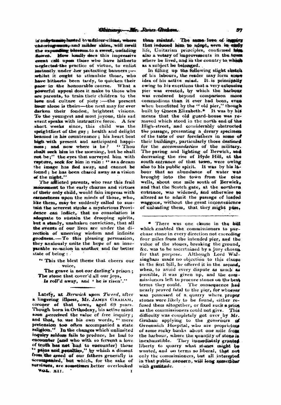 Monthly Repository (1806-1838) and Unitarian Chronicle (1832-1833): F Y, 1st edition - Untitled Article