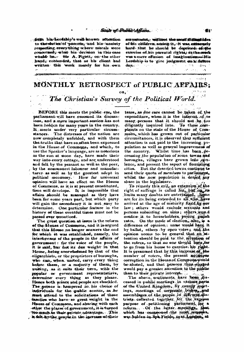 Monthly Repository (1806-1838) and Unitarian Chronicle (1832-1833): F Y, 1st edition - Monthly Retrospect Of Pimt.Ic ^^Fm^St