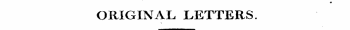 ORIGINAL LETTERS.