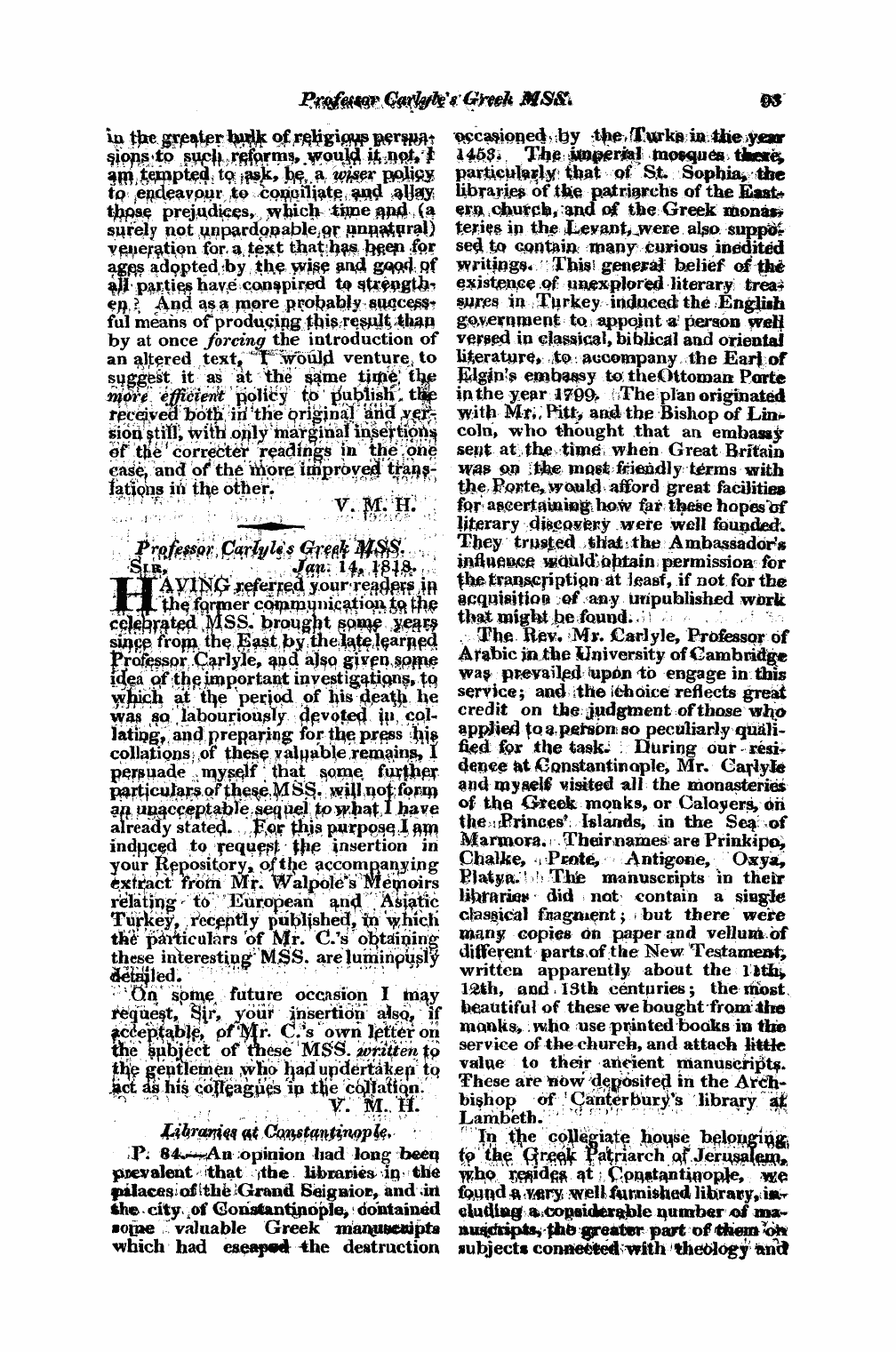 Monthly Repository (1806-1838) and Unitarian Chronicle (1832-1833): F Y, 1st edition - Untitled Article